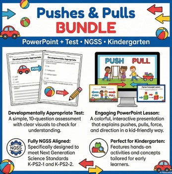 Pushes & Pulls Kindergarten Science BUNDLE | NGSS K-PS2-1 & K-PS2-2 | Forces