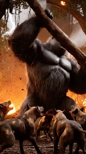 Gorilla vs Wild Dog Pack – Brutal Jungle Survival Battle #epicshowdown #wildlifeentertainment