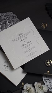 Black & white never goes out of style ✨ Our embossed black and white invitations are an experience in themselves 🖤 #WeddingStationery #WeddingInspiration #LuxuryInvitations | Save The Date