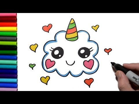 How to Draw a Cute Kawaii Unicorn Cloud