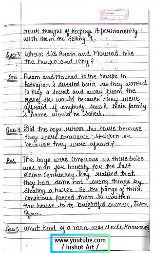 Class 11th English /snapshot/chapter 1 (I Summer of the beautiful white horse)PDF in description