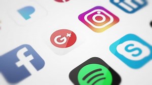 Social Media Icons. Popular Apps On White Background. Loopable