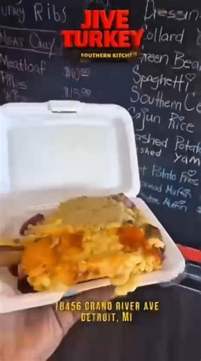 Walk in hungry. Walk out happy. From jerk wings to turkey drums, sides that feel like home, and flavors you don’t forget. This isn’t just food this is Jive Turkey. Take a walk through the full Jive Turkey menu. Crispy wings, tender turkey, rich sides, and real Southern flavor in every bite. Dine in, take it to go, or order on DoorDash however you pull up, the flavor is ready. #JiveTurkey#SouthernKitchen#DetroitFood#SoulFoodEats#RealFlavor#FoodTour#MenuCheck#WingLovers#TurkeySpecials#ComfortFoo#D