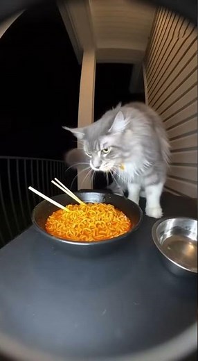 Spicy Noodle Challenge Cat Edition 🥵 Fails to Finish!