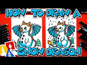 How To Draw A Snow Dragon - Videos For Kids
