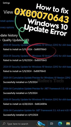 Easy fix for Windows update error 0x80070643 #shorts #windowsupdate #error