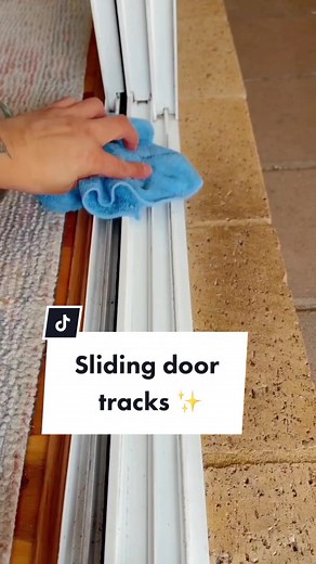 How to clean sliding door tracks. ✨ #cleaningtips #howtoclean #cleaninghacks #cleaningtok