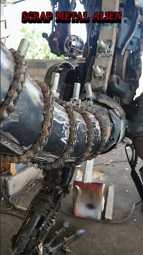 Stunning Alien from engine part, 220cm high xenormorph scrap sculpture #recycledart #sculpture