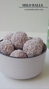 4 ingredient Milo Balls! The ultimate easy snack! Find the recipe with both regular and Thermomix instructions here: https://createbakemake.com/4-ingredient-milo-balls #recipes #recipereels #aussiefood #aussierecipes #bestrecipes #snacks #lunchboxinspo #lunchboxideas #lunchboxrecipes #bento #bentoinspo #homemade #thermomix #thermomixaus #thermomixrecipes | Lauren | Family Food Ideas