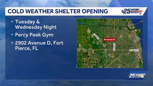 Cold weather shelters open on Treasure Coast, Okeechobee County