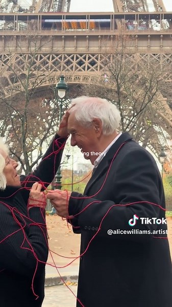 The red string theory says some people are tied together by fate. The thread may stretch or tangle but it never breaks. ♥️ #redstringtheory #couple #love #oldcouple #paris