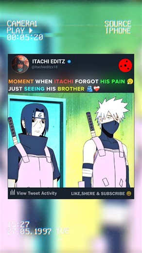 Moment When Itachi Seeing Sasuke And Smile 🥺🫂 #naruto #anime #kakashi #sasuke