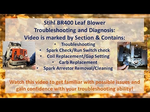 Stihl BR400 Leaf Blower Troubleshooting. Replacement of Carb, Coil. Test Run Switch. Spark Arrestor