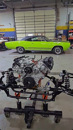 QA1 coilover kit Gen 3 HEMI 8-speed Everything test-fit.This is all before it slides under a ’69 GTX