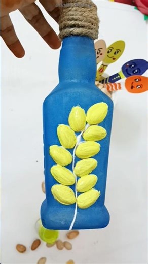 #Bottle art using pista shells🪻#diy #best out of Weast #painting tutorial🪻🪻🪻🪻