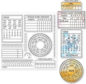 GLOBLELAND Time Planning Table Clear Stamps for Cards Making Time Schedule Silicone Clear Stamp Seals 15x15cm Transparent Stamps for DIY Scrapbooking Photo Album Journal Home Decoration