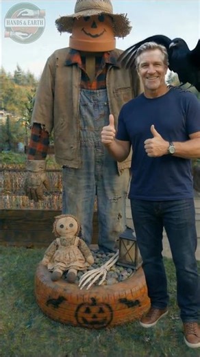 Halloween Scarecrow from an Old Tire! 🎃 Genius DIY Garden Decor Idea #upcycling #diy #scarecrow