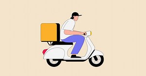 delivery man delivery package on motorcycle