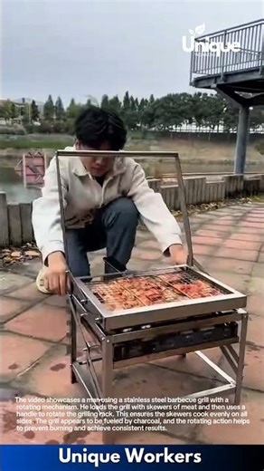 Rotating BBQ Grill in Action: Evenly Cooked Skewers Made Easy
