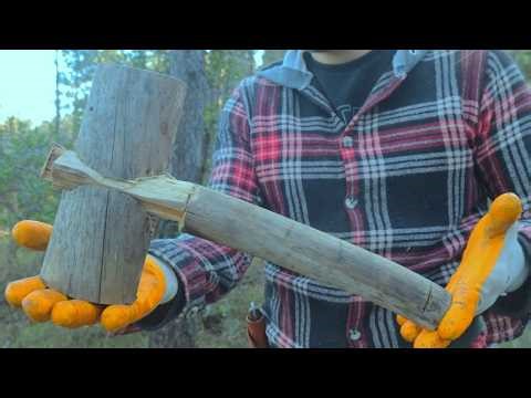 Making a Wooden HAMMER Using Bushcraft Techniques | Primitive Tool Build