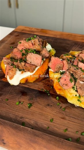 Lochan Nowacki | Steak potato boat sliders with chives and sour cream! 🥩 🥔 This recipe is way easier than it looks. Roast the potatoes and garlic, gently... | Instagram