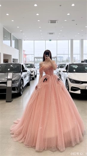 SoftPeachSequinTulleBallGownwithBowDetails2025#PeachBallGown#SequinTulleGown#SoftPeachGown