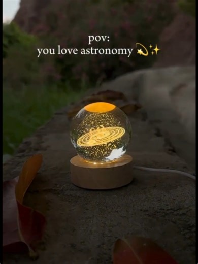 Illuminate your space with this 3D Solar System Crystal Ball. A stunning night light with a solid wood base and intricate laser-engraved design. USB rechargeable and perfect for any room! #CrystalLamp #HomeDecor #NightLight #AestheticVibes #GiftIdeas