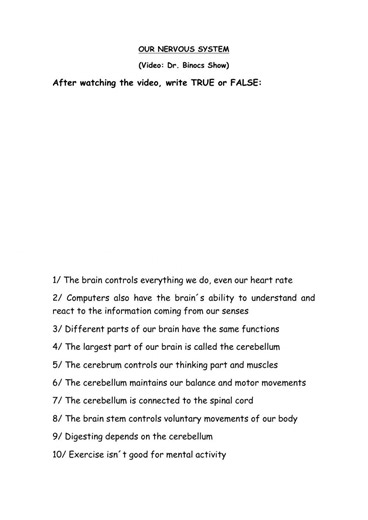 The nervous system interactive exercise