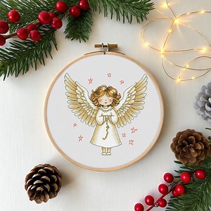 Angel Cross Stitch Pattern PDF Victorian Holiday Christmas Embroidery DMC Chart Download - Etsy