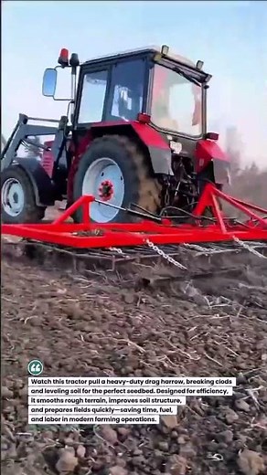 Heavy-Duty Tractor Drag Harrow Leveling Soil Fast 🚜 #Farming #Tractor #Agriculture