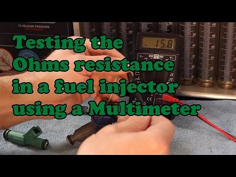 Testing the Ohms resistance in a fuel injector using a Multimeter
