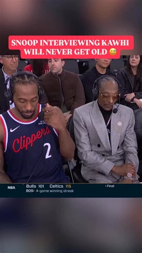 Even Kawhi couldn’t help but smile when Snoop Dogg is asking him questions. | NBA on NBC and Peacock