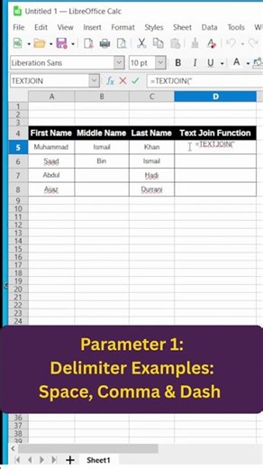 TEXTJOIN in LibreOffice Calc 🔥 Combine Cells Like a Pro (48s) #shorts #libreoffice #libreofficecalc