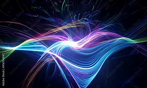 Abstract Energy Flow: A mesmerizing abstract image with vibrant, flowing lines of light, creating a sense of motion and energy. Perfect for technology, science, and innovation themes.