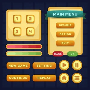 Download Button set designed game user interface GUI for video games, computers. for free