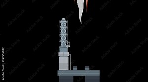 Launch of the spacecraft. Animation of the Shuttle at the spaceport, alpha channel enabled. Cartoon