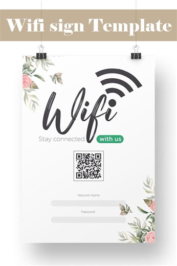Editable WIFI Password Sign, Printable Template (PSD) - Etsy