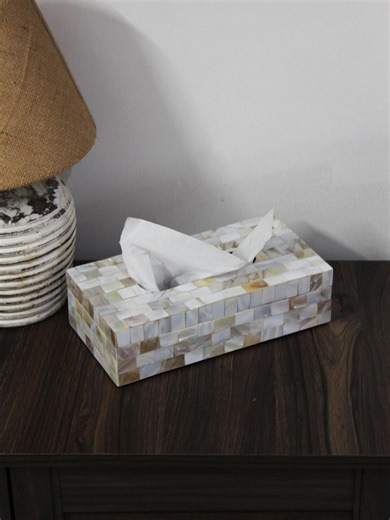 Mother of Pearl Tissue Box Cover | Shell Inlay Rectangular Tissue Holder | Luxury Bathroom Decor - Etsy