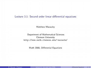 Differential Equations, Lecture 3.1: Second order ODEs