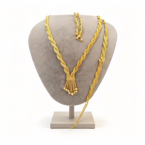 22K Gold Plated Braided Tassel Necklace, Turkish Handmade Jewelry - Etsy