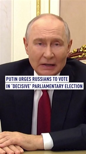 Russian President Vladimir Putin has urged citizens to take part in a three-day parliamentary election starting Friday. In a televised address, Putin framed participation in the vote as a demonstration of national unity and support for Russia’s soldiers in Ukraine. He said voting would help secure Russia’s victory and show resolve in the face of external pressure. The election will determine the 450-seat State Duma, which has consistently approved major Kremlin initiatives. The ruling United Rus
