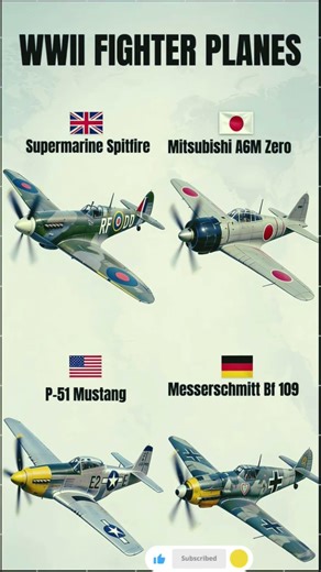 Legendary WWII Fighter Planes ⚡ Spitfire vs Zero vs P-51 Mustang vs Bf 109