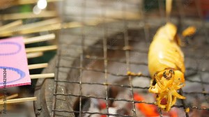 Fresh fish on a grill at a market in Bangkok