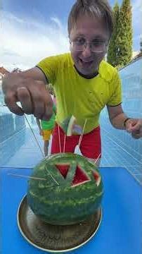 🤮 WATERMELON challenge with SURPRISES in the swimming POOL 🌊 #shorts