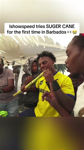 Ishowspeed tries SUGER CANE for the first time in Barbados 👀😭#ishowspeed