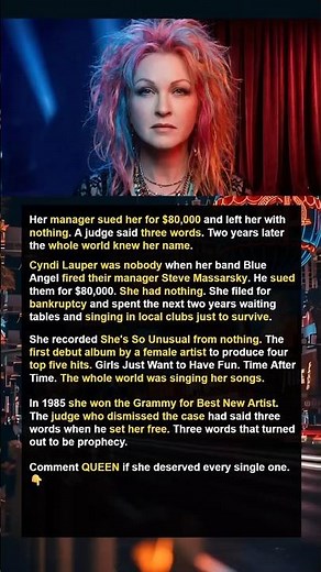 A Judge Told Cyndi Lauper "Let the Canary Sing." Two Years Later She Won a Grammy
