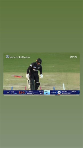 Off stump out of the ground 🔥 Harshit Rana gets the opening wicket in fine fashion!⚡️ #Teamindia #indvnz #cricket #india #odi