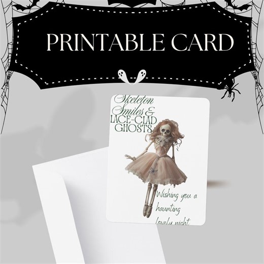Lace Clad Ghost Printable Halloween Card (digital Download) - Etsy