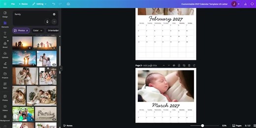 2027年フォトカレンダー | 月間壁掛けカレンダー | 写真をカスタマイズ | すぐにダウンロード - Etsy 日本