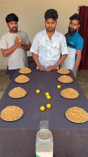 Can we Save the namkeen?😋 multi colour ping pong Ball Roll in dibba Amazing 😱 Family Game.🎯:#shorts